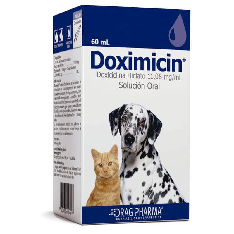 Doximicin® Solución Oral 11,54 mg/mL x 60 mL Antibiótico para Perros y Gatos Drag Pharma